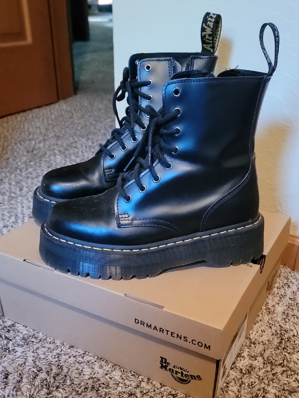 Dr. Martens Black Platform Lace-Up Boots